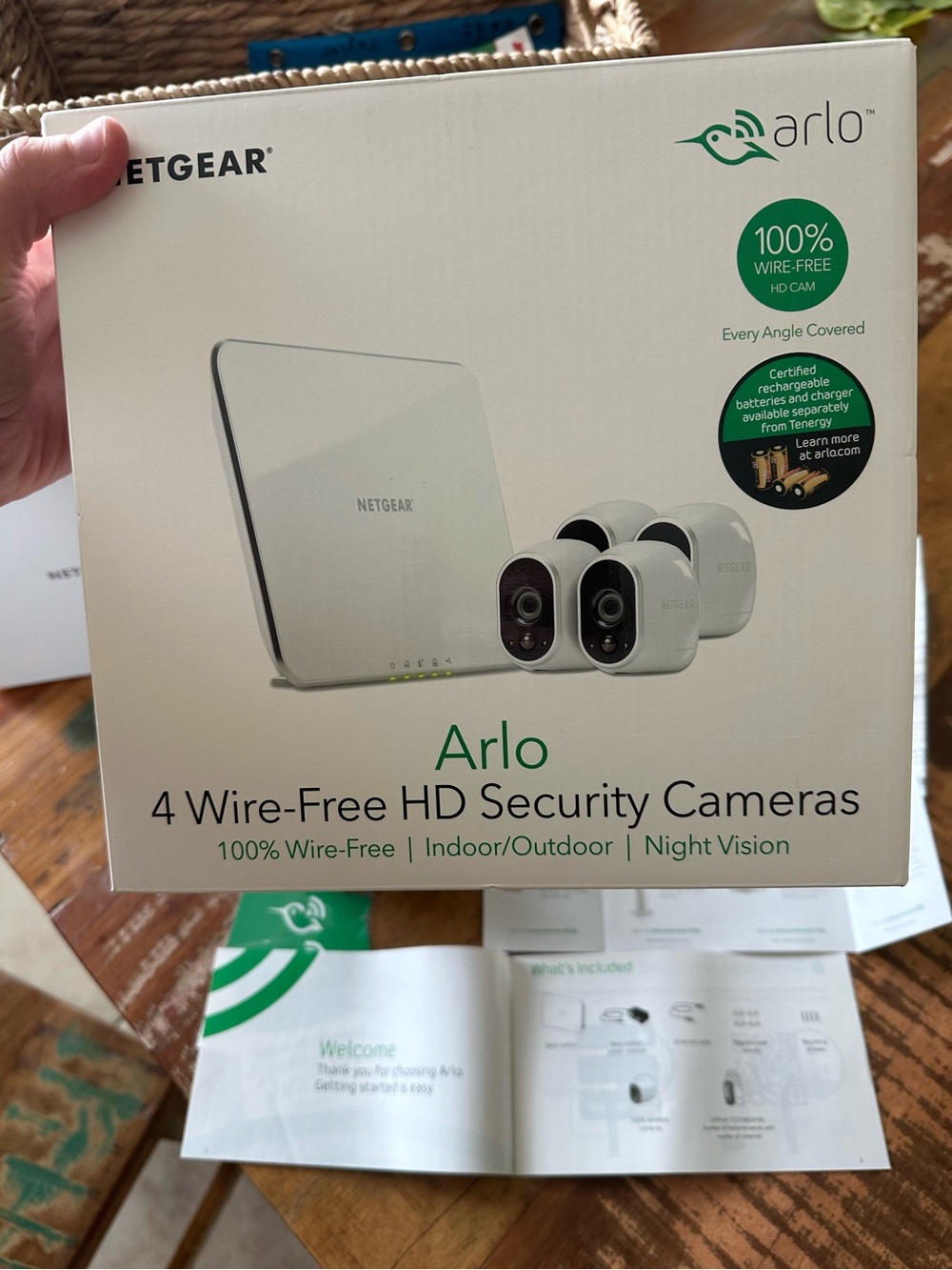 netgear Arlo White and Black Wireless Security Camera Kit with Mounts